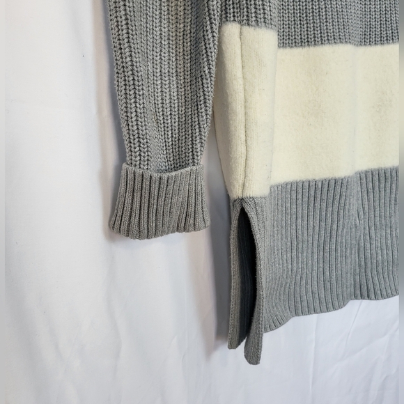 Gap Womens Gray & Beige Contrast Panel Long Sleeve Knit Sweater Tunic Size M - Picture 6 of 8
